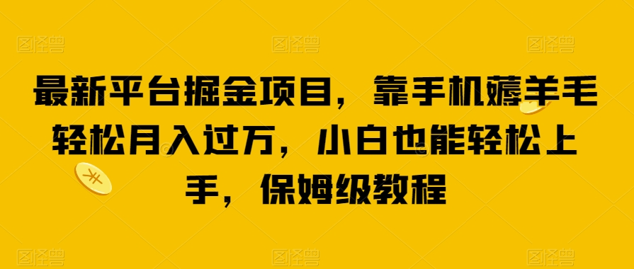 最新平台掘金项目，靠手机薅羊毛轻松月入过万，小白也能轻松上手，保姆级教程【揭秘】-桐创网