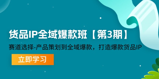 货品IP全域爆款班【第3期】赛道选择、产品策划到全域爆款，打造爆款货品IP-桐创网