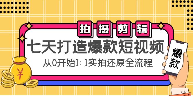 七天打造爆款短视频：拍摄+剪辑实操，从0开始1:1实拍还原实操全流程-桐创网