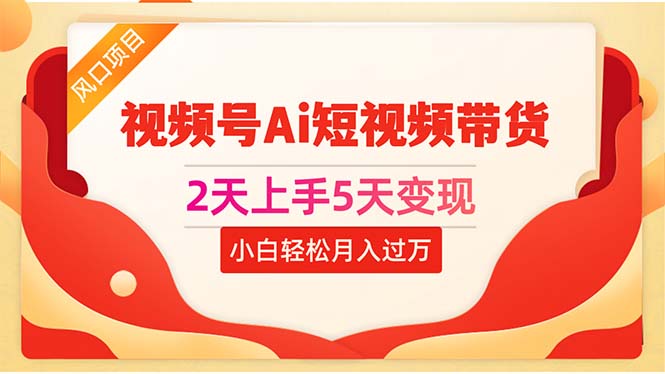 （10807期）2天上手5天变现视频号Ai短视频带货0粉丝0基础小白轻松月入过万-桐创网