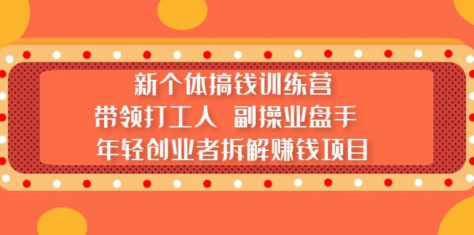 （5308期）新个体搞钱训练营：带领打工人 副操业盘手 年轻创业者拆解赚钱项目-桐创网