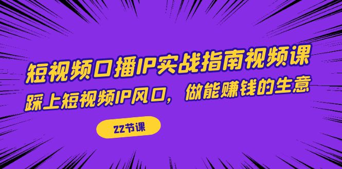 （7202期）短视频口播IP实战指南视频课，踩上短视频IP风口，做能赚钱的生意（22节课）-桐创网