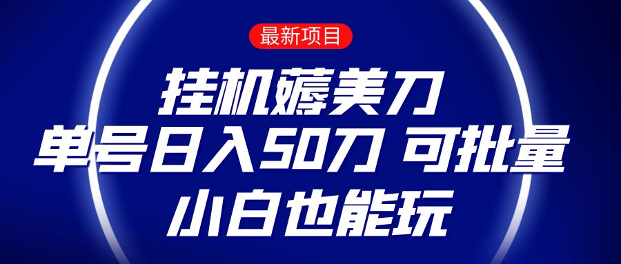 薅羊毛项目  零投入挂机薅美刀    单号日入50刀  可批量  小白也能玩-桐创网