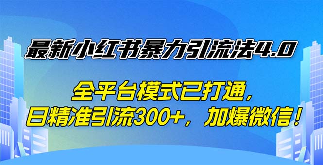 （12505期）最新小红书暴力引流法4.0， 全平台模式已打通，日精准引流300+，加爆微…-桐创网