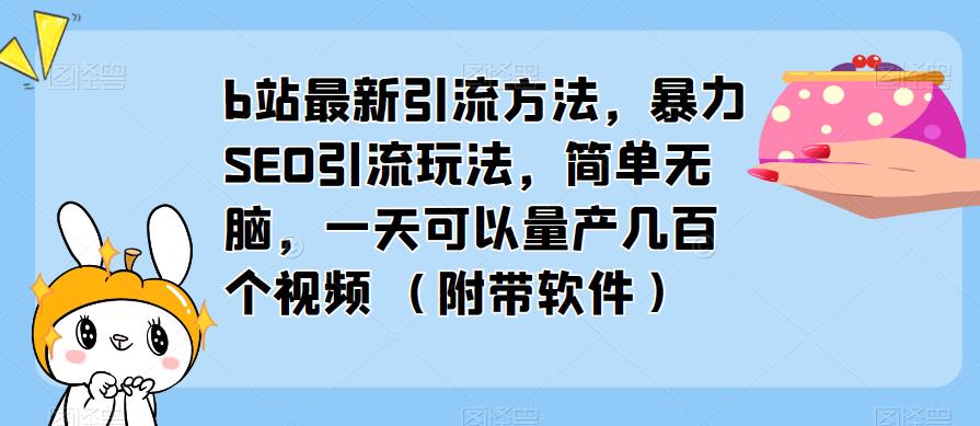 b站最新引流方法，暴力SEO引流玩法，简单无脑，一天可以量产几百个视频（附带软件）-桐创网