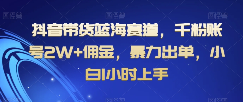 抖音带货蓝海赛道，千粉账号2W+佣金，暴力出单，小白1小时上手【揭秘】-桐创网