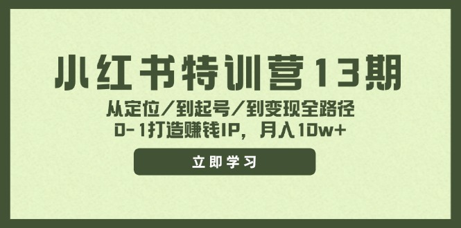 小红书特训营13期，从定位/到起号/到变现全路径，0-1打造赚钱IP，月入10w+-桐创网