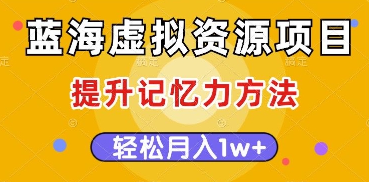 蓝海虚拟资源项目，提升记忆力方法，多种变现方式，轻松月入1w+【揭秘】-桐创网