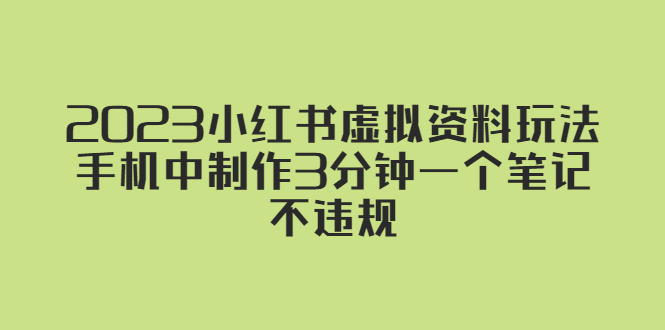 （5571期）2023小红书虚拟资料玩法，手机中制作3分钟一个笔记不违规-桐创网