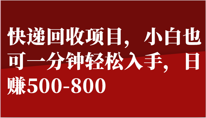 快递回收项目，小白也可一分钟轻松入手，日赚500-800-桐创网