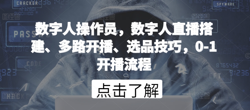 数字人操作员，数字人直播搭建、多路开播、选品技巧，0-1开播流程-桐创网