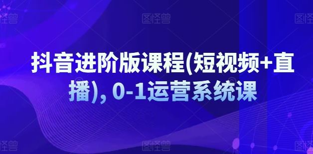 抖音进阶版课程(短视频+直播), 0-1运营系统课-桐创网