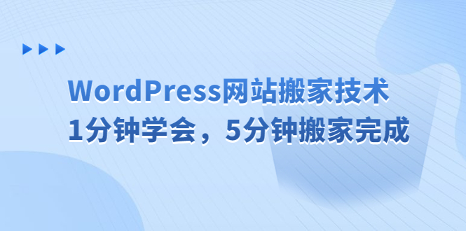 （6529期）WordPress网站搬家技术，1分钟学会，5分钟搬家完成-桐创网