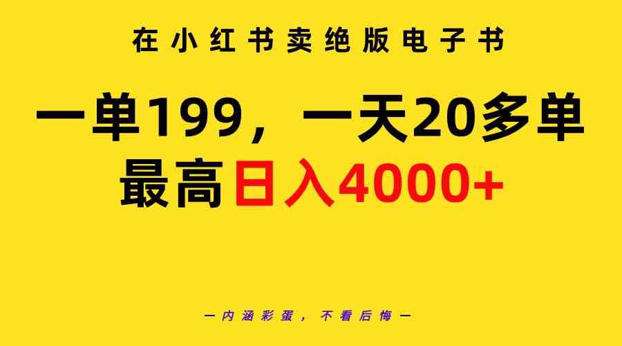 （9401期）在小红书卖绝版电子书，一单199 一天最多搞20多单，最高日入4000+教程+资料-桐创网