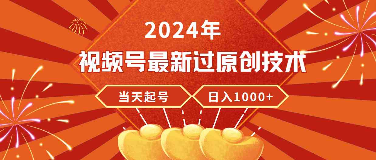 （9565期）2024年视频号最新过原创技术，当天起号，收入稳定，日入1000+-桐创网