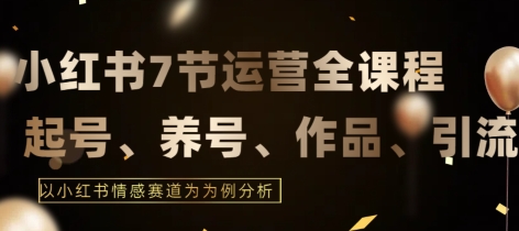 7节小红书运营实战全教程，结合最新情感赛道，打通小红书运营全流程-桐创网