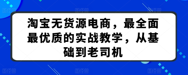 淘宝无货源电商，最全面最优质的实战教学，从基础到老司机-桐创网