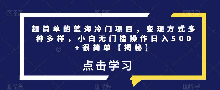 超简单的蓝海冷门项目，变现方式多种多样，小白无门槛操作日入500+很简单【揭秘】-桐创网