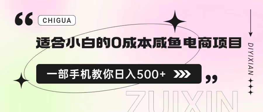 （6652期）适合小白的0成本咸鱼电商项目，一部手机，教你如何日入500+的保姆级教程-桐创网