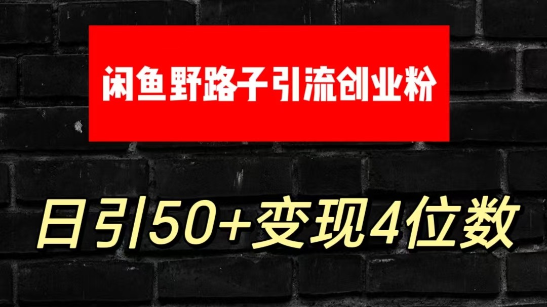 大眼闲鱼野路子引流创业粉，日引50+单日变现四位数-桐创网