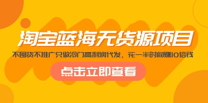 （5062期）淘宝蓝海无货源项目，不囤货不推广只做冷门高利润代发，花一半时间赚10倍钱-桐创网