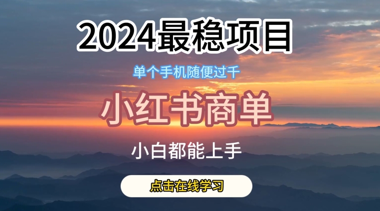 2024最稳蓝海项目，小红书商单项目，没有之一-桐创网