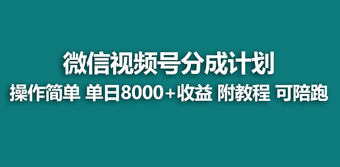 （7904期）【蓝海项目】视频号分成计划，单天收益8000+，附玩法教程！可陪跑-桐创网