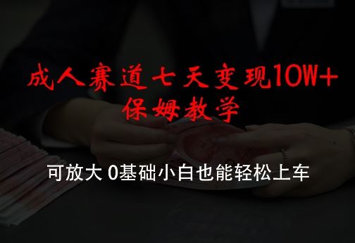 成人赛道七天变现10W+保姆教学，可放大，0基础小白也能轻松上车【揭秘】-桐创网