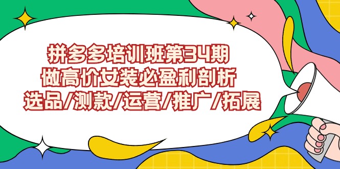 拼多多培训班第34期：做高价女装必盈利剖析 选品/测款/运营/推广/拓展-桐创网