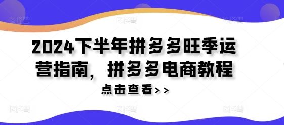 2024下半年拼多多旺季运营指南，拼多多电商教程-桐创网