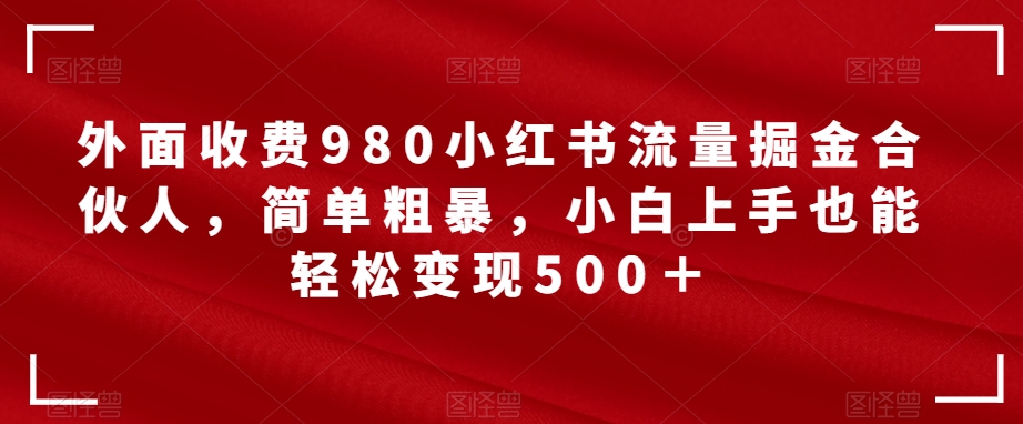 外面收费980小红书流量掘金合伙人，简单粗暴，小白上手也能轻松变现500＋【揭秘】-桐创网