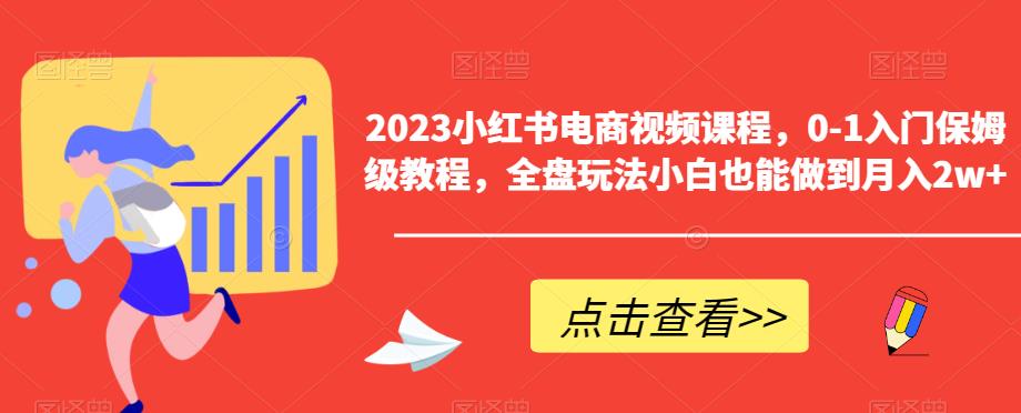 2023小红书电商视频课程，0-1入门保姆级教程，全盘玩法小白也能做到月入2w+-桐创网