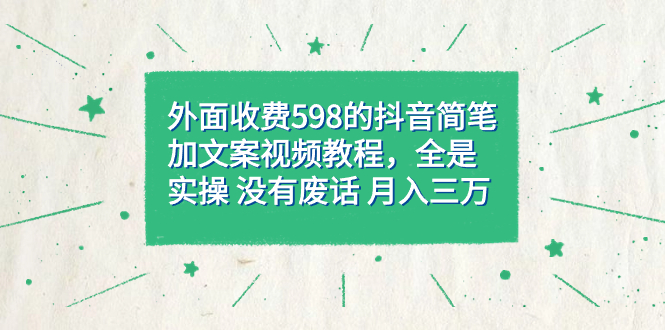 （7327期）外面收费598抖音简笔加文案教程，全是实操 没有废话 月入三万（教程+资料）-桐创网