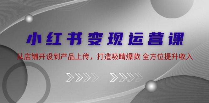 小红书变现运营课：从店铺开设到产品上传，打造吸睛爆款 全方位提升收入-桐创网