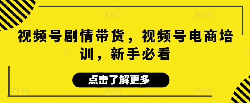 视频号剧情带货，视频号电商培训，新手必看-桐创网