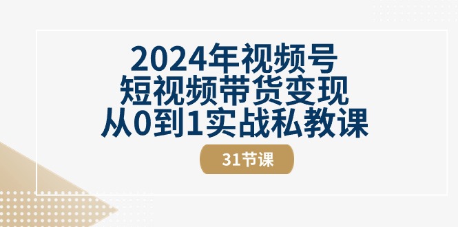 2024年视频号短视频带货变现从0到1实战私教课（30节视频课）-桐创网