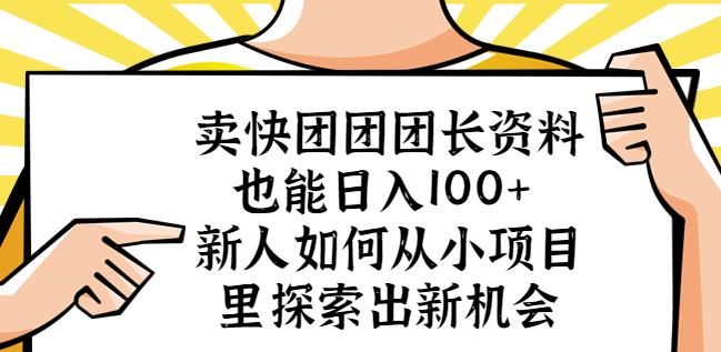 卖快团团团长资料也能日入100+新人如何从小项目里探索出新机会-桐创网