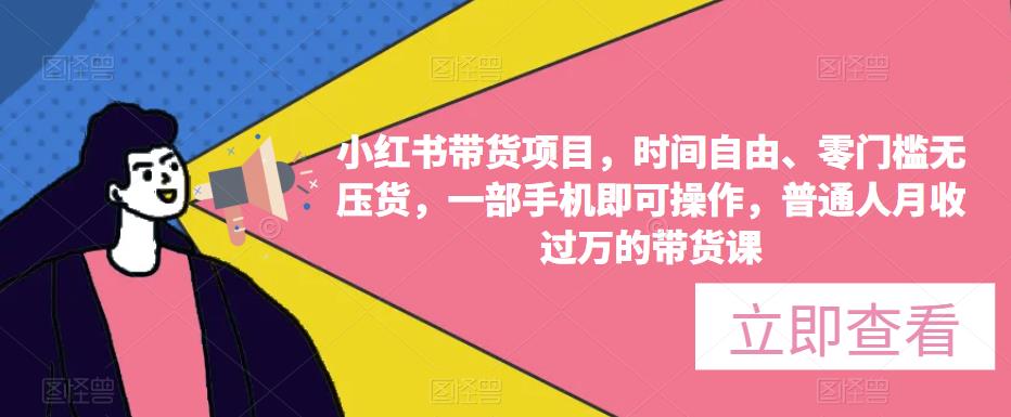 小红书带货项目，时间自由、零门槛无压货，一部手机即可操作，普通人月收过万的带货课-桐创网