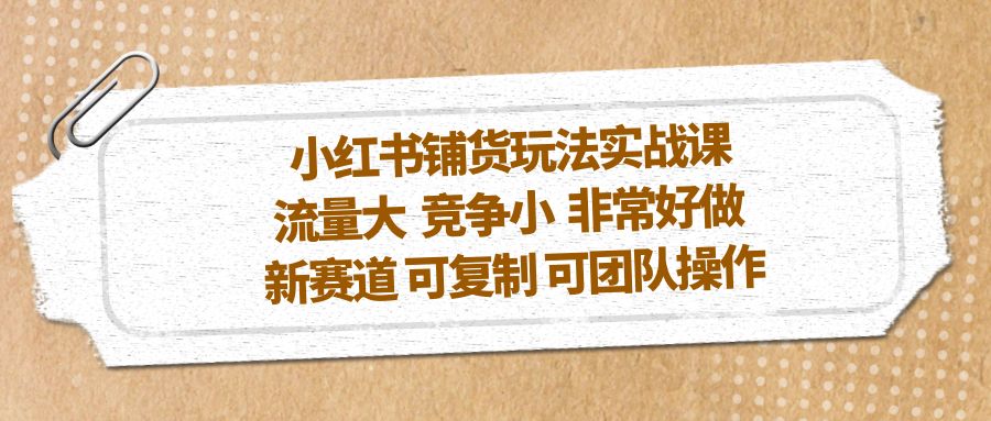 （5291期）小红书铺货玩法实战课，流量大 竞争小 非常好做 新赛道 可复制 可团队操作-桐创网