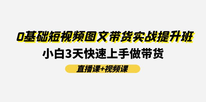 （11641期）0基础短视频图文带货实战提升班(直播课+视频课)：小白3天快速上手做带货-桐创网