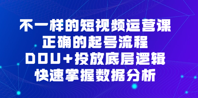 （6768期）不一样的短视频 运营课，正确的起号流程，DOU+投放底层逻辑，快速掌握数…-桐创网