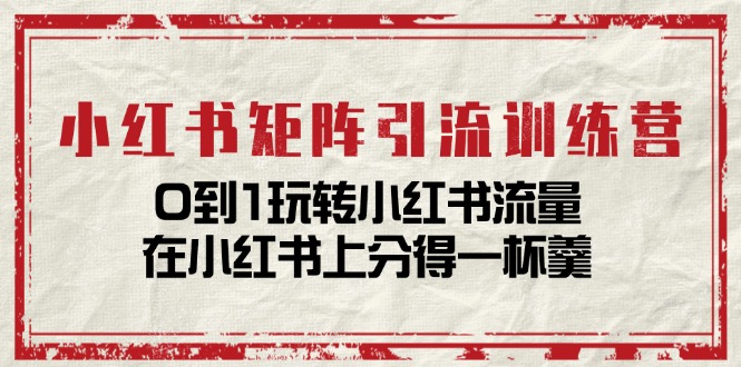 小红书矩阵引流训练营：0到1玩转小红书流量，在小红书上分得一杯羹（14节课）-桐创网