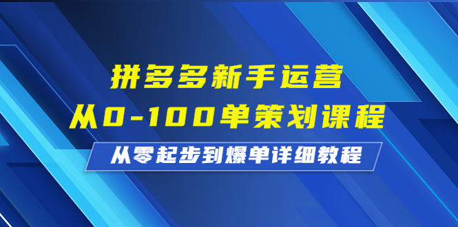 （6920期）拼多多新手运营从0-100单策划课程，从零起步到爆单详细教程-桐创网