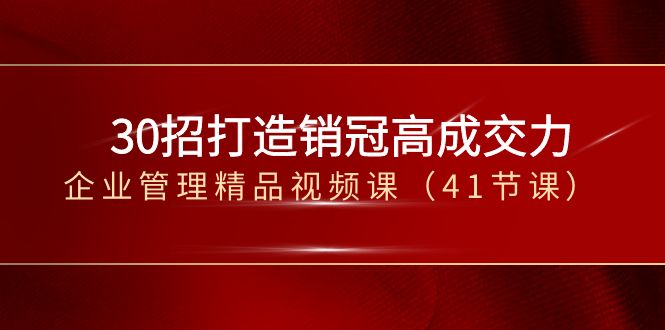 30招打造销冠高成交力-企业管理精品视频课（41节课）-桐创网