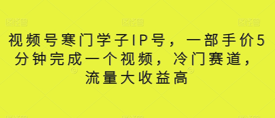 视频号寒门学子IP号，一部手价5分钟完成一个视频，冷门赛道，流量大收益高【揭秘】-桐创网