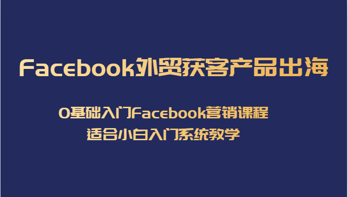 Facebook外贸获客产品出海，0基础入门Facebook营销课程，适合小白入门系统教学-桐创网