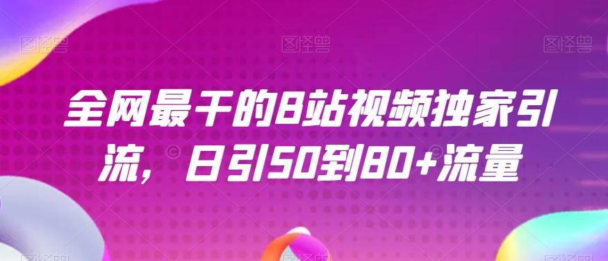 全网最干的B站视频独家引流，日引50到80+流量【揭秘】-桐创网