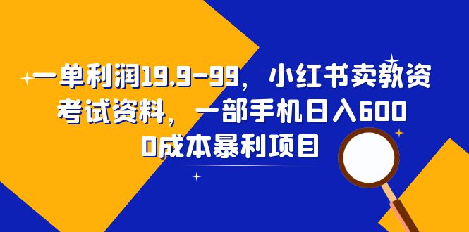 （6495期）一单利润19.9-99，小红书卖教资考试资料，一部手机日入600（教程+资料）-桐创网