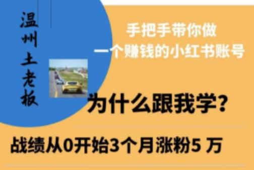 温州土老板·小红书引流获客训练营，手把手带你做一个赚钱的小红书账号-桐创网