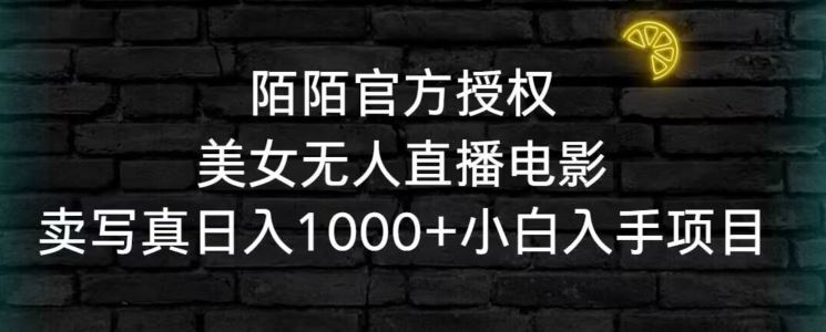 陌陌官方授权美女无人直播电影，卖写真日入1000+小白入手项目【揭秘】-桐创网